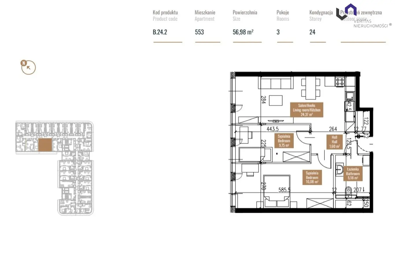 Mieszkanie na sprzedaż, 3 pokoje, 57,43m2, Katowice, Zabrska