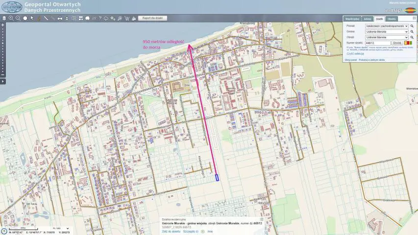 Działka budowlana w Ustr. Morski 950 m od morza
