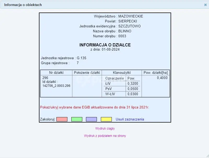 DZIAŁKA ROLNA Z MOŻL. WZ O POW. 4000 M2 BLINNO