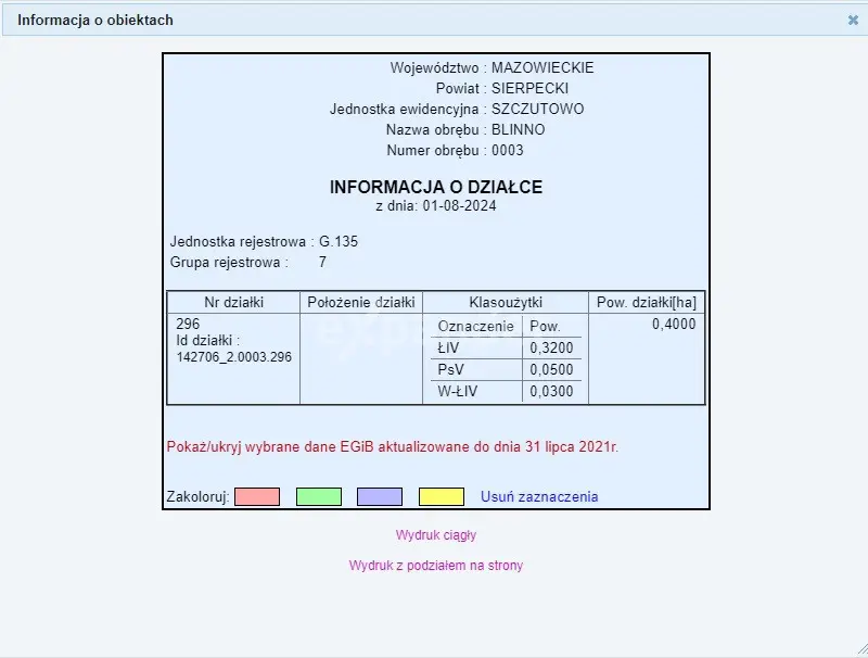DZIAŁKA ROLNA Z MOŻL. WZ O POW. 4000 M2 BLINNO