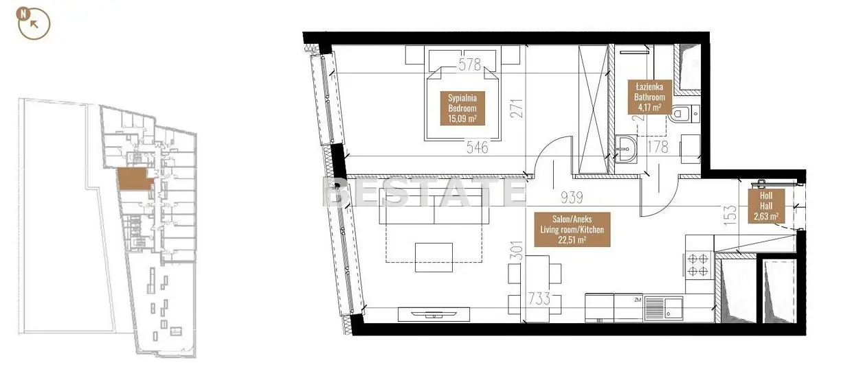 M2 w centrum miasta, nowoczesne osiedle
