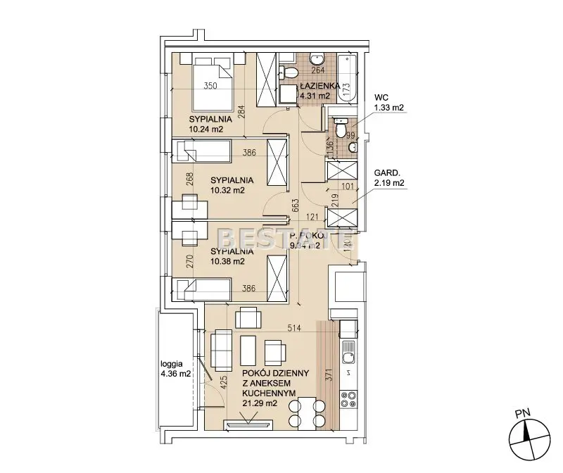 Deweloperskie mieszkanie 69,24m.kw., Psie Pole