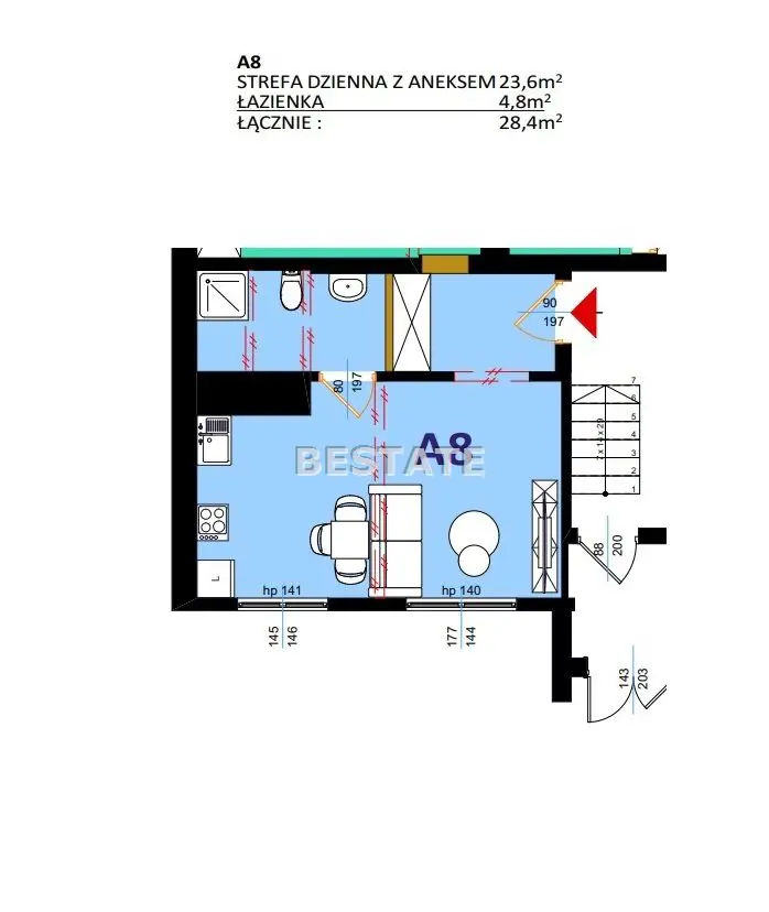 8 kawalerek w bloku mieszkalnym, Bugaj