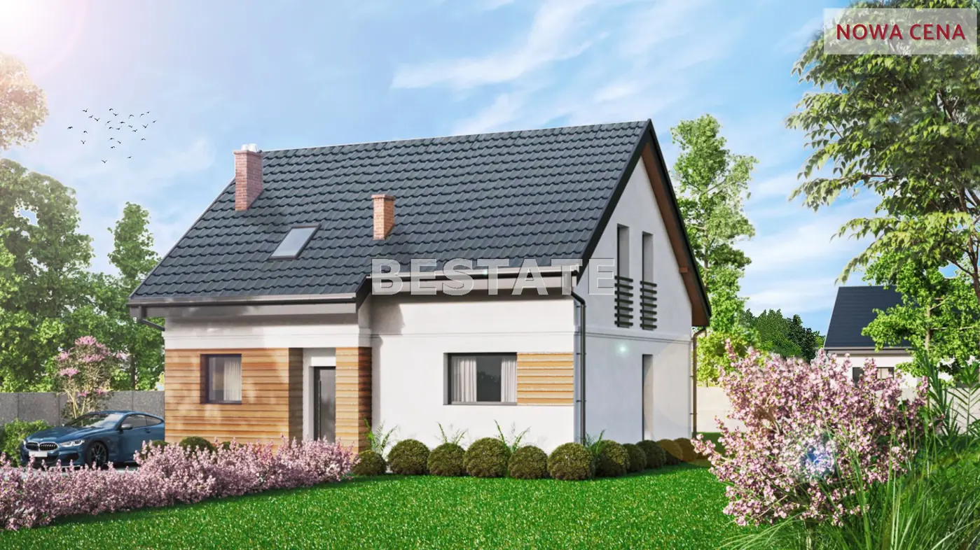 Dom w stanie surowym zamknietym w zielonej okolicy