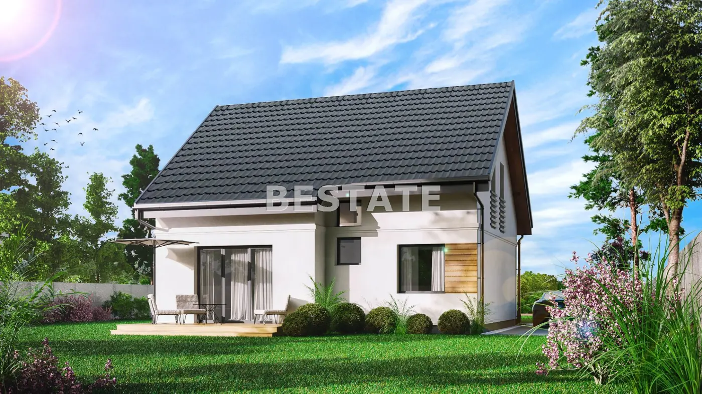 Dom w stanie surowym zamknietym w zielonej okolicy