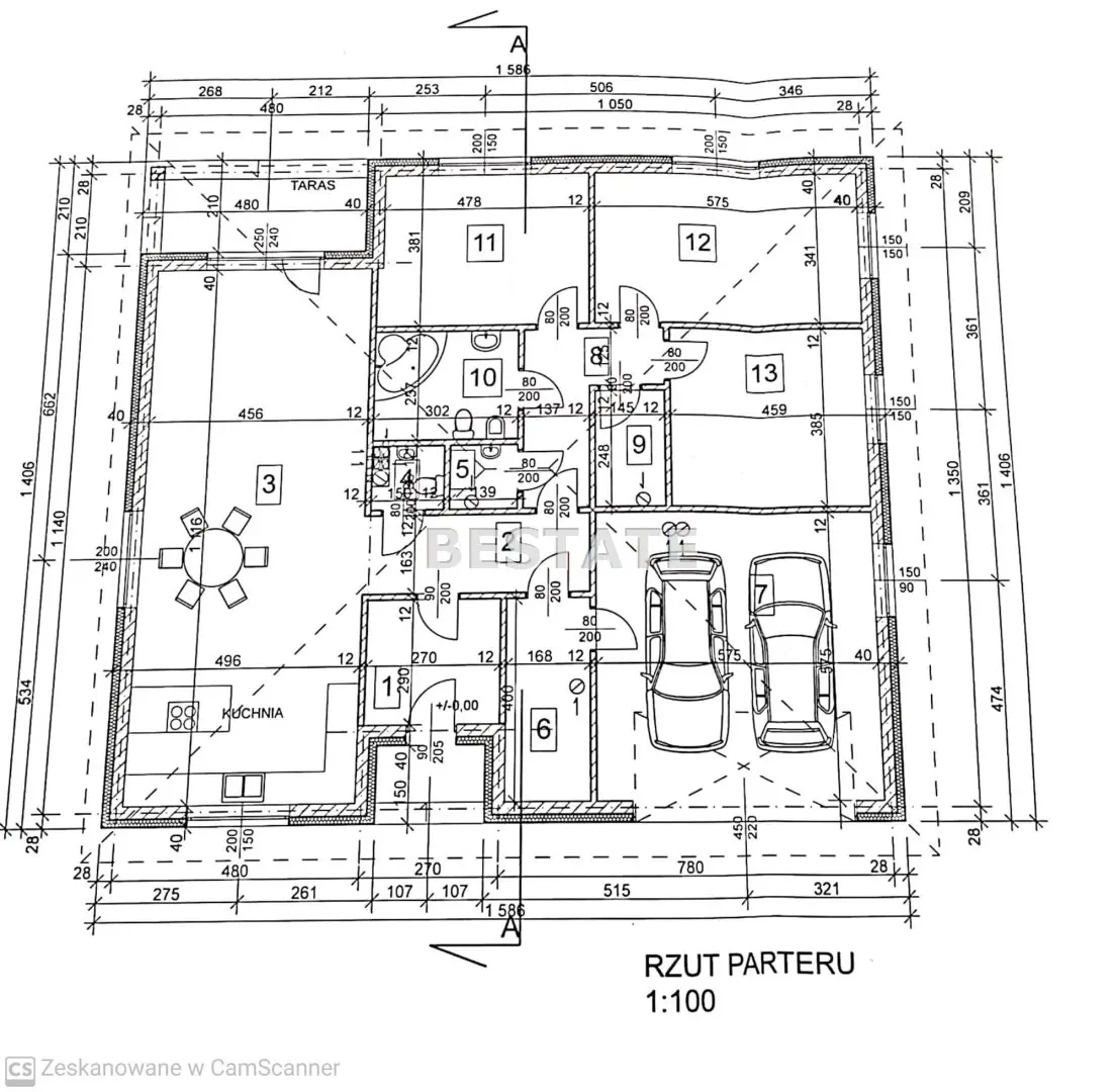 Parterowy dom z garażem, stan surowy zamknięty