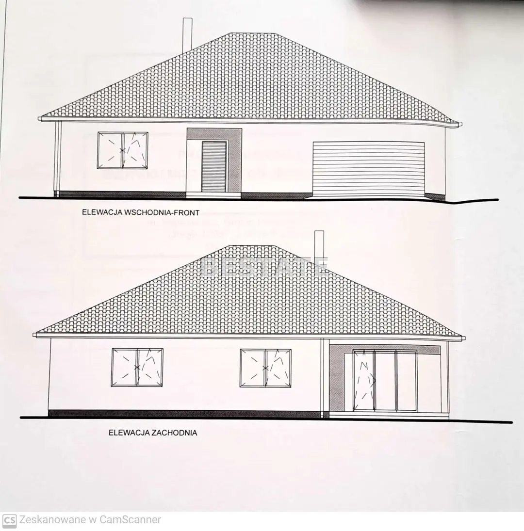 Parterowy dom z garażem, stan surowy zamknięty