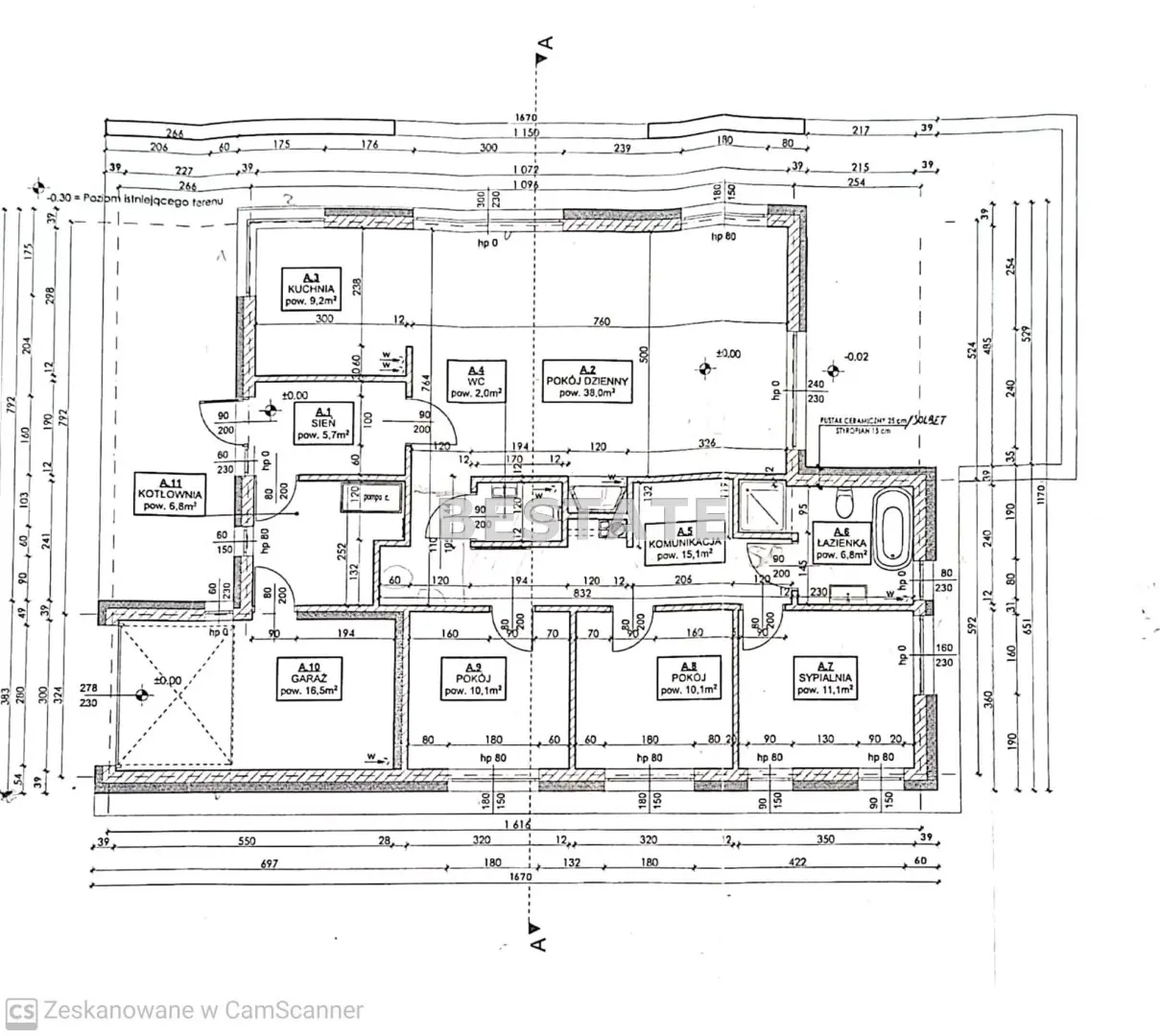 Funkcjonalny, parterowy dom , st. deweloperski