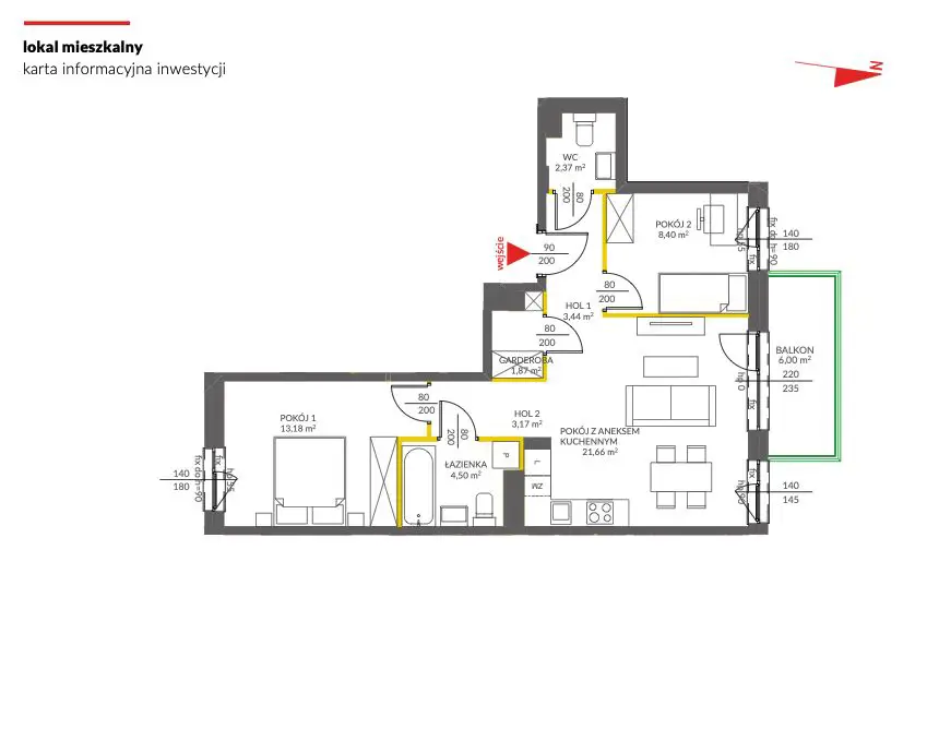 Mieszkanie na sprzedaż, 3 pokoje, 60,14m2, Warszawa, Fajna
