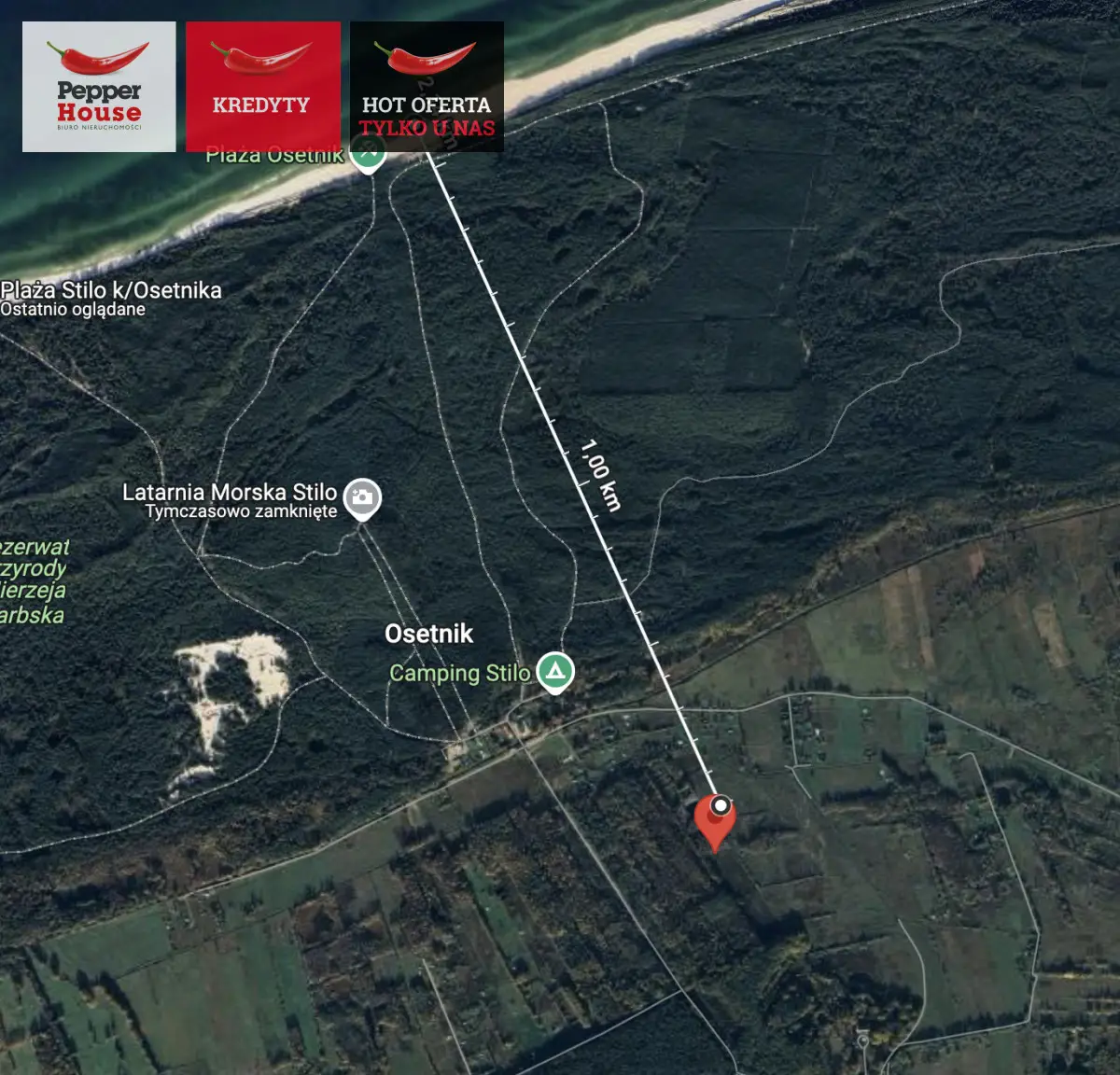 Działki w Sasinie, 2km od plaży, 700m od latarni.