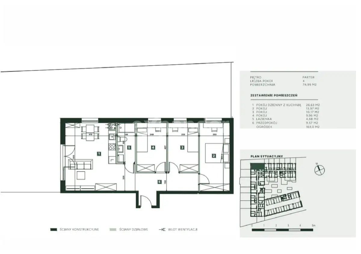 Mieszkanie na sprzedaż, 4 pokoje, 74,99m2