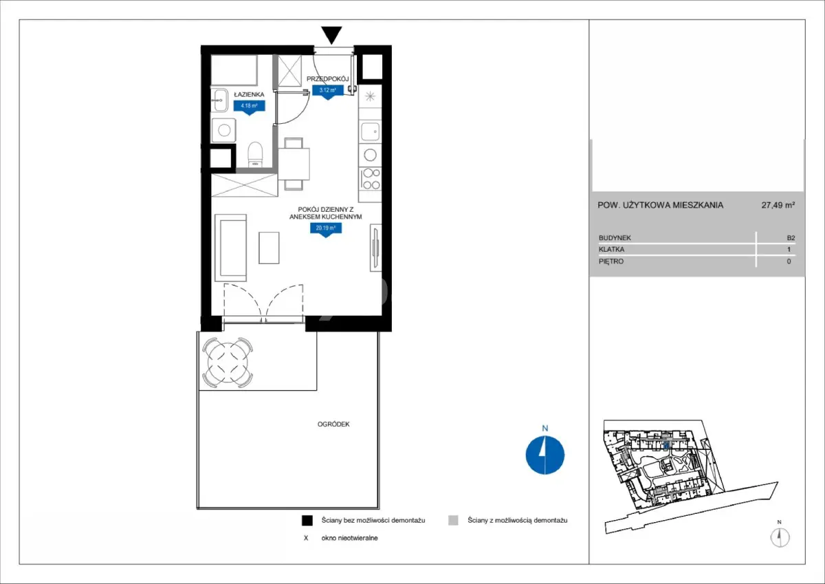 Kawalerka z dużym ogródkiem w centrum Łodzi.
