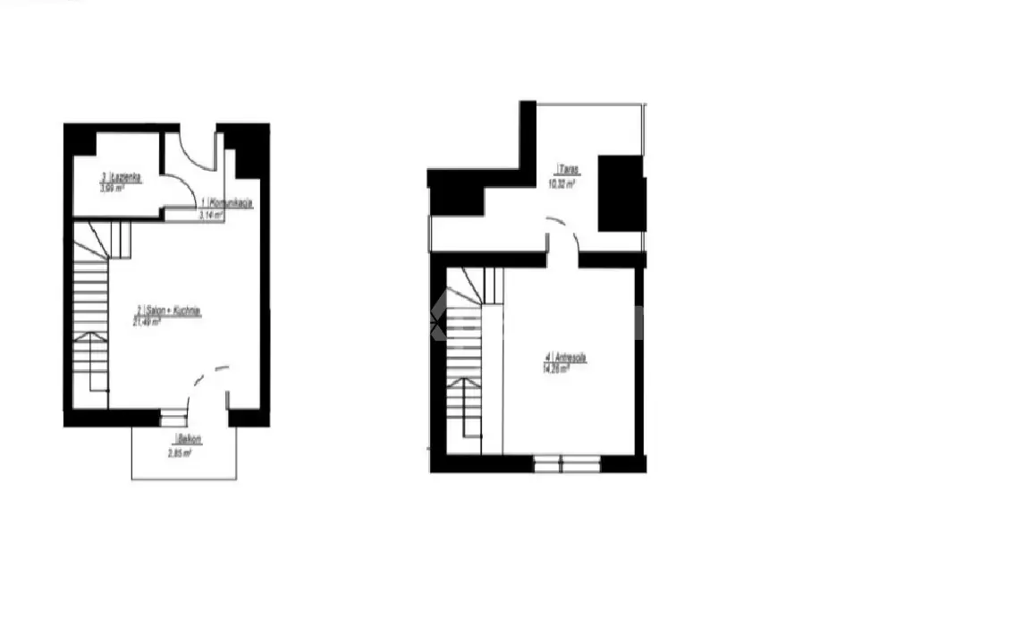 Wykończone dwupoziomowe mieszkanie z tarasem
