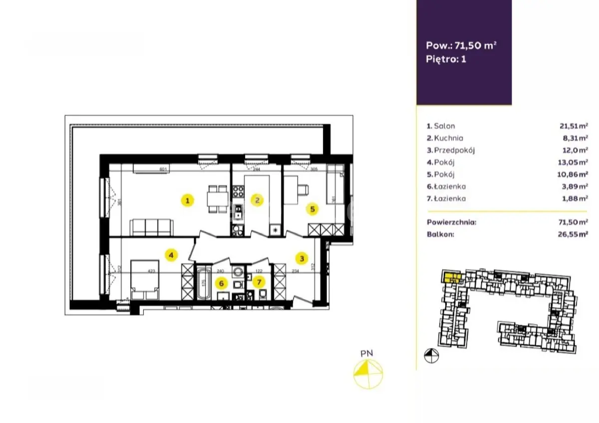 Mieszkanie w zieleni na Polesiu z 26,55 balkonem