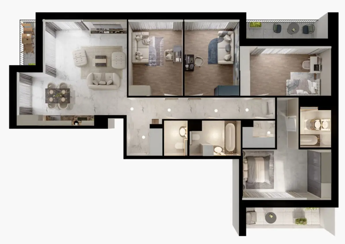 Przestronne 5-pokojowe mieszkanie z 3 balkonami