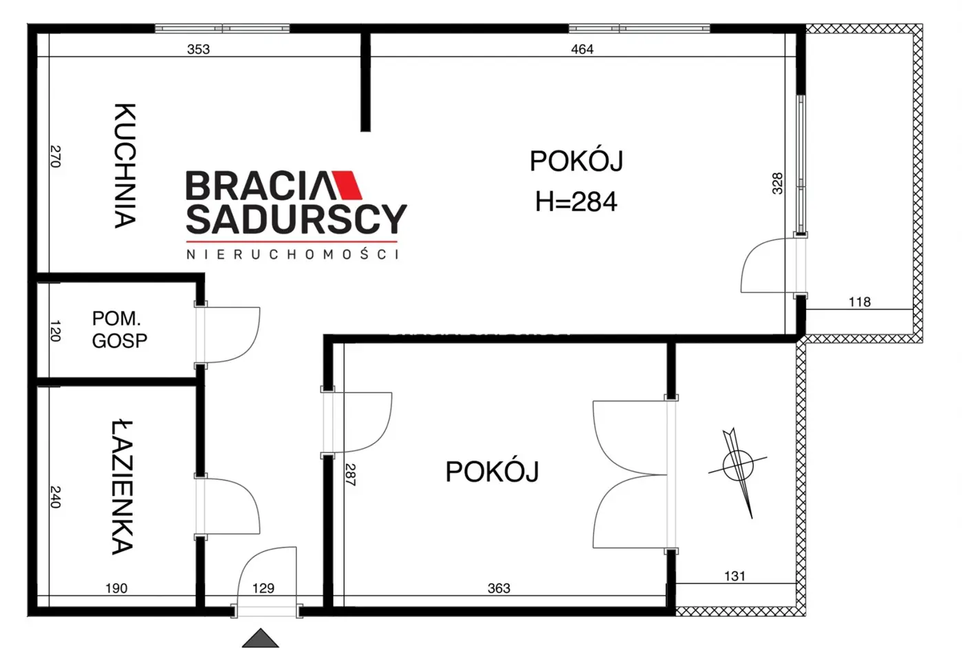 2pok 50m2 Prądnik Czerwony z 2 balkonami i garażem