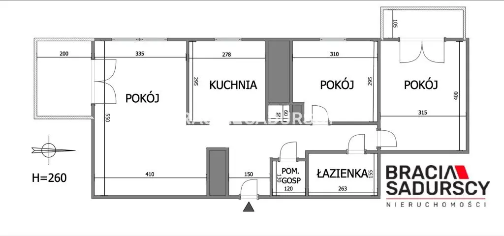 3 pok 65m2, 2 balkony Dębniki - Kliny