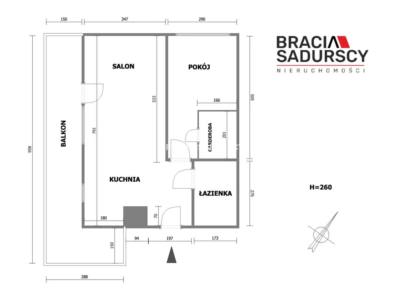2 Pok z dużym balkonem al. 29 listopada.