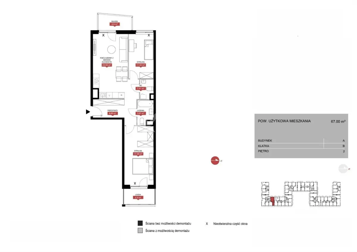 3 pokoje przy Westfield Mokotów