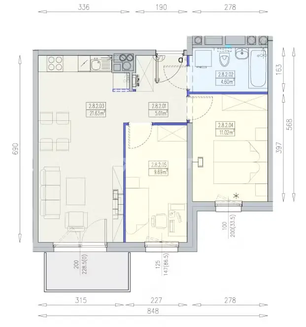3-pokojowe mieszkanie z balkonem