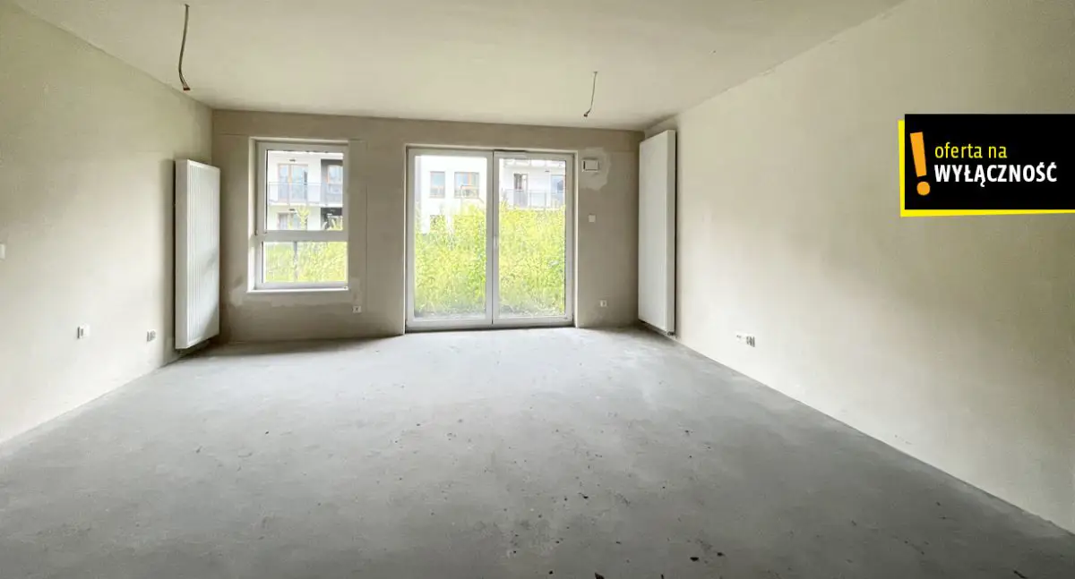 4 pokoje w stanie deweloperskim, ogródek 82,38 m²