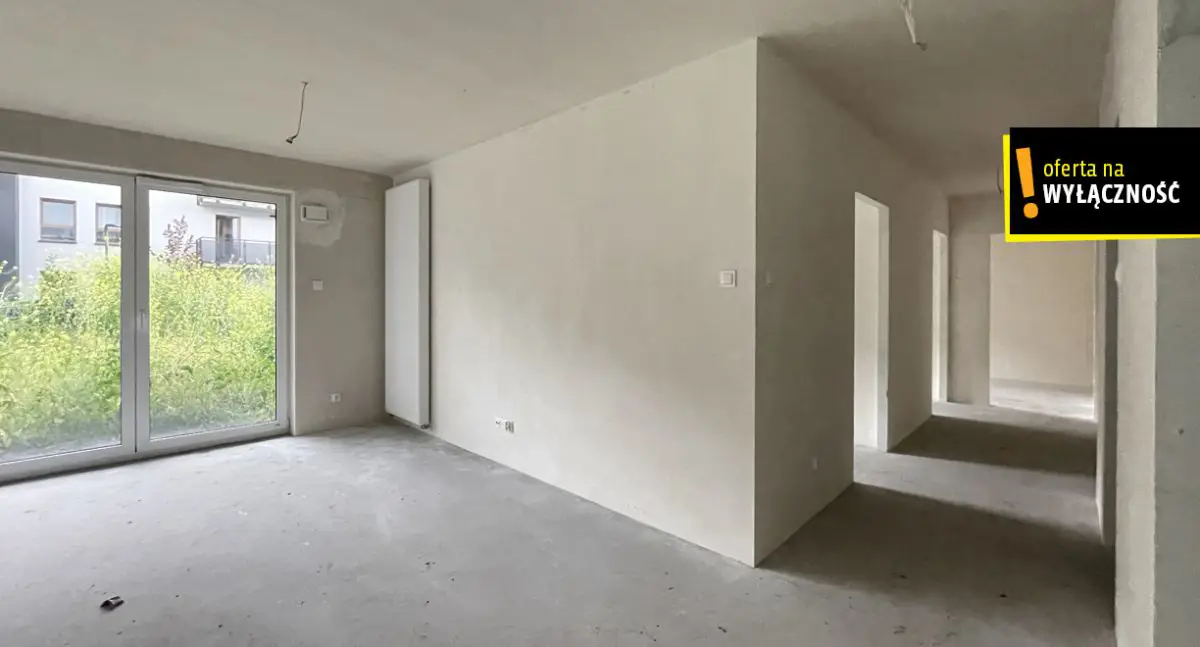 4 pokoje w stanie deweloperskim, ogródek 82,38 m²