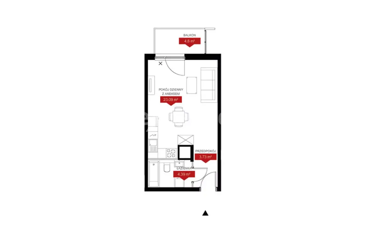 Klasyczna kawalerka z balkonem.