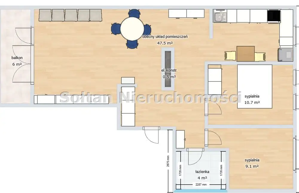 3-4 pokoje, balkon, lokalizacja blisko Merta