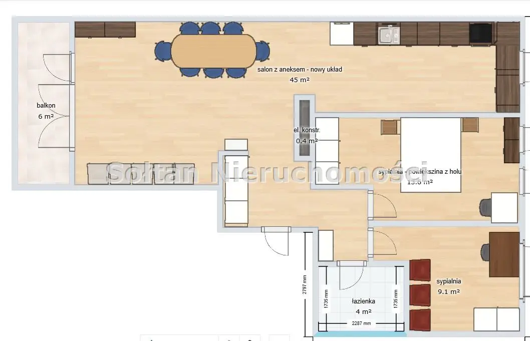 3-4 pokoje, balkon, lokalizacja blisko Merta