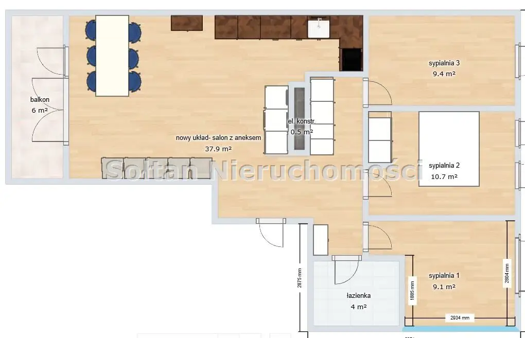 3-4 pokoje, balkon, lokalizacja blisko Merta