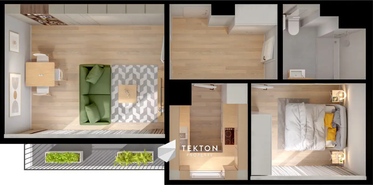 Jasne 2-pok z balkonem i oknem w kuchni |os.Debina